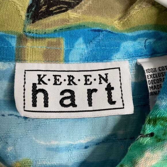 Y2K Vtg Keren Hart Womens Cotton Artsy Jacket 1X Abstract Lightweight Button Up - Picture 5 of 7